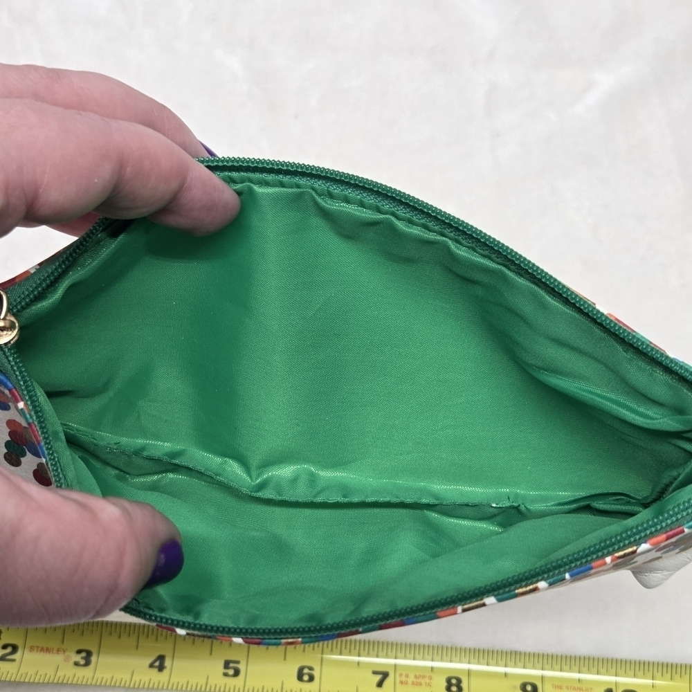 Arbonne Festive Multi-Color Polka Dot Cosmetic Travel Pouch Zippered Confetti - Picture 5 of 7